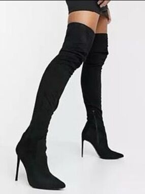 Steve Madden Dominique Black Over-the-Knee Stiletto Boots